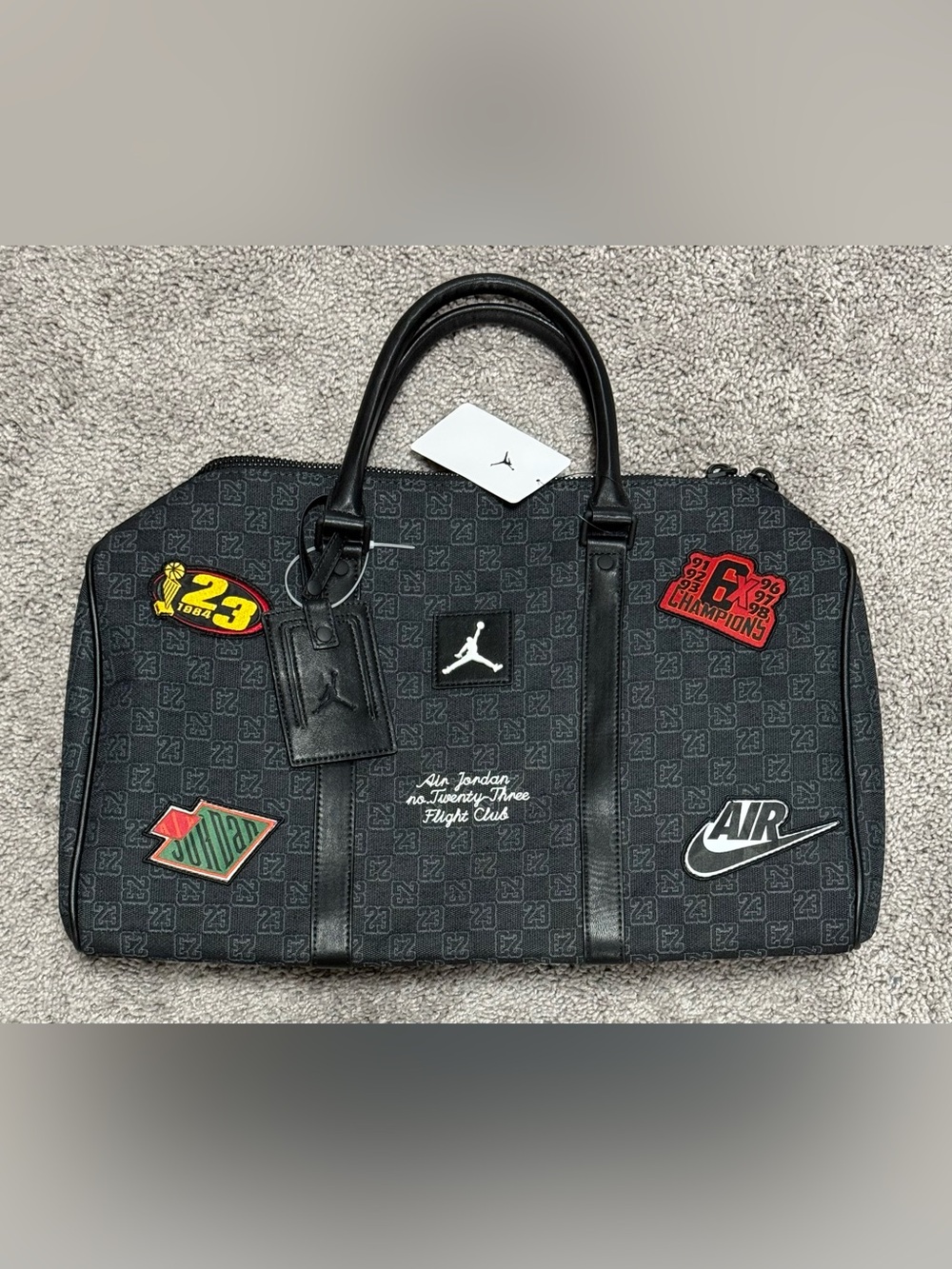 Nike Jordan Monogram Champion Luxury 25L Duffle Bag Black MM9157-023 Size Medium